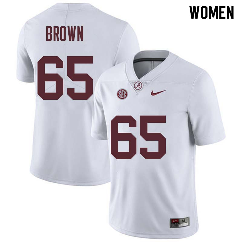 Women #65 Deonte Brown Alabama Crimson Tide College Football Jerseys Sale-White
